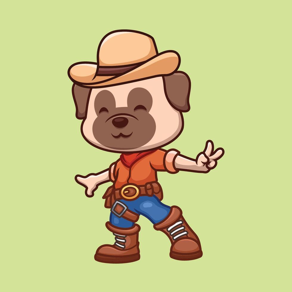 pub vaquero perro dibujos animados ilustración vector