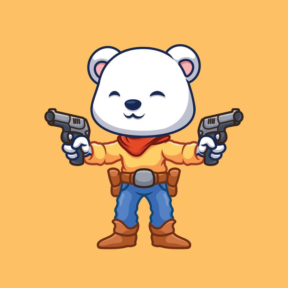 Cowboy Polar Bear Cartoon vector