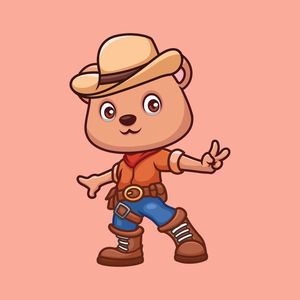 vaquero oso linda dibujos animados vector