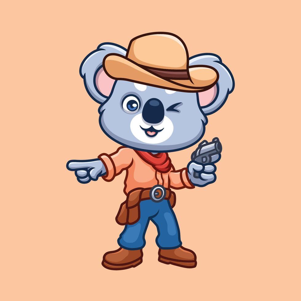 vaquero coala linda dibujos animados personaje vector