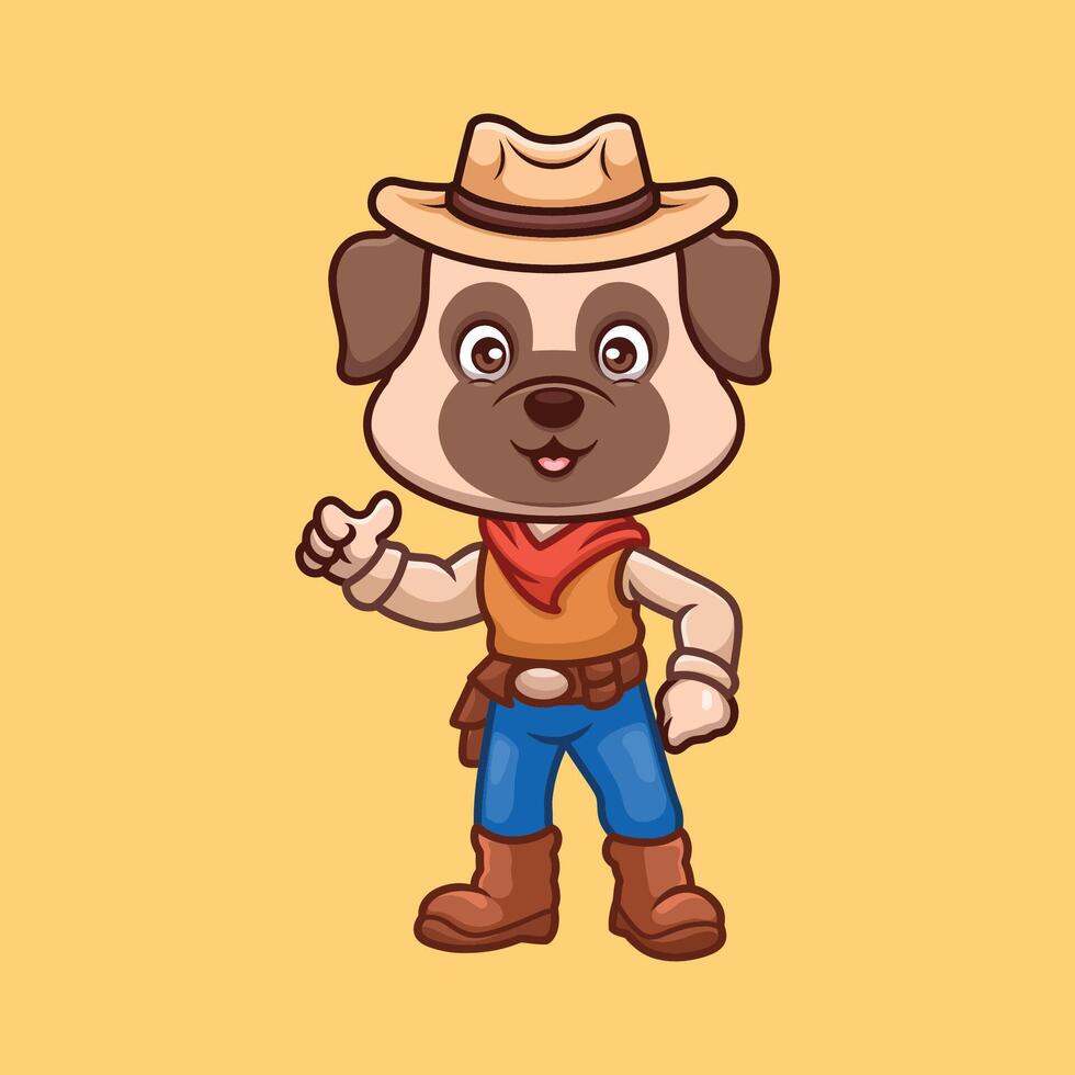 Pub Cowboy Dog Cartoon Illustration vector