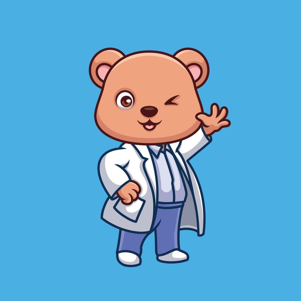 Doctor Bear Cute Cartoon Character vector