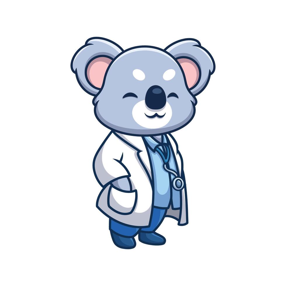Animal cute cartoon zoo medicine doctor character illustration pet nurse hospital vector