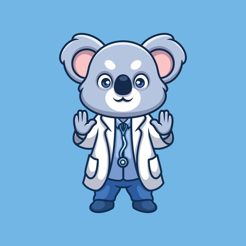 Animal cute cartoon zoo medicine doctor character illustration pet nurse hospital vector