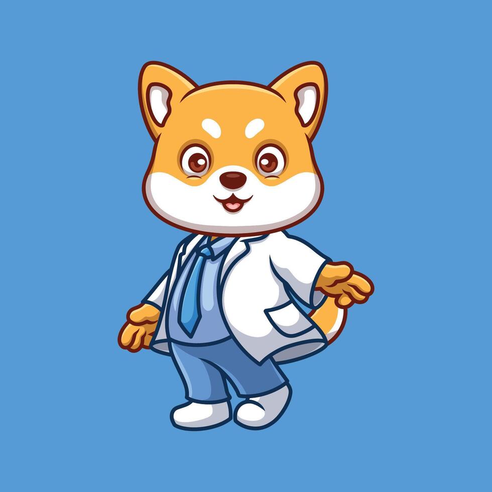 Doctor Shiba Inu Cute Cartoon vector
