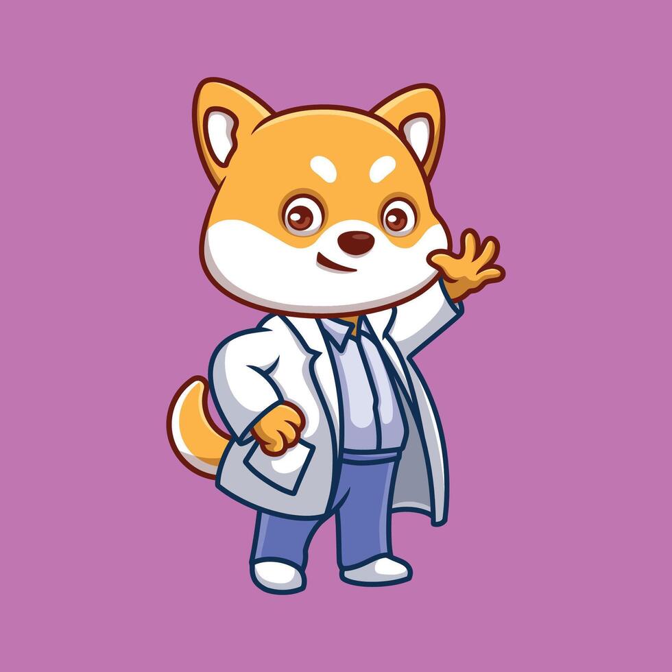 Doctor Shiba Inu Cute Cartoon vector