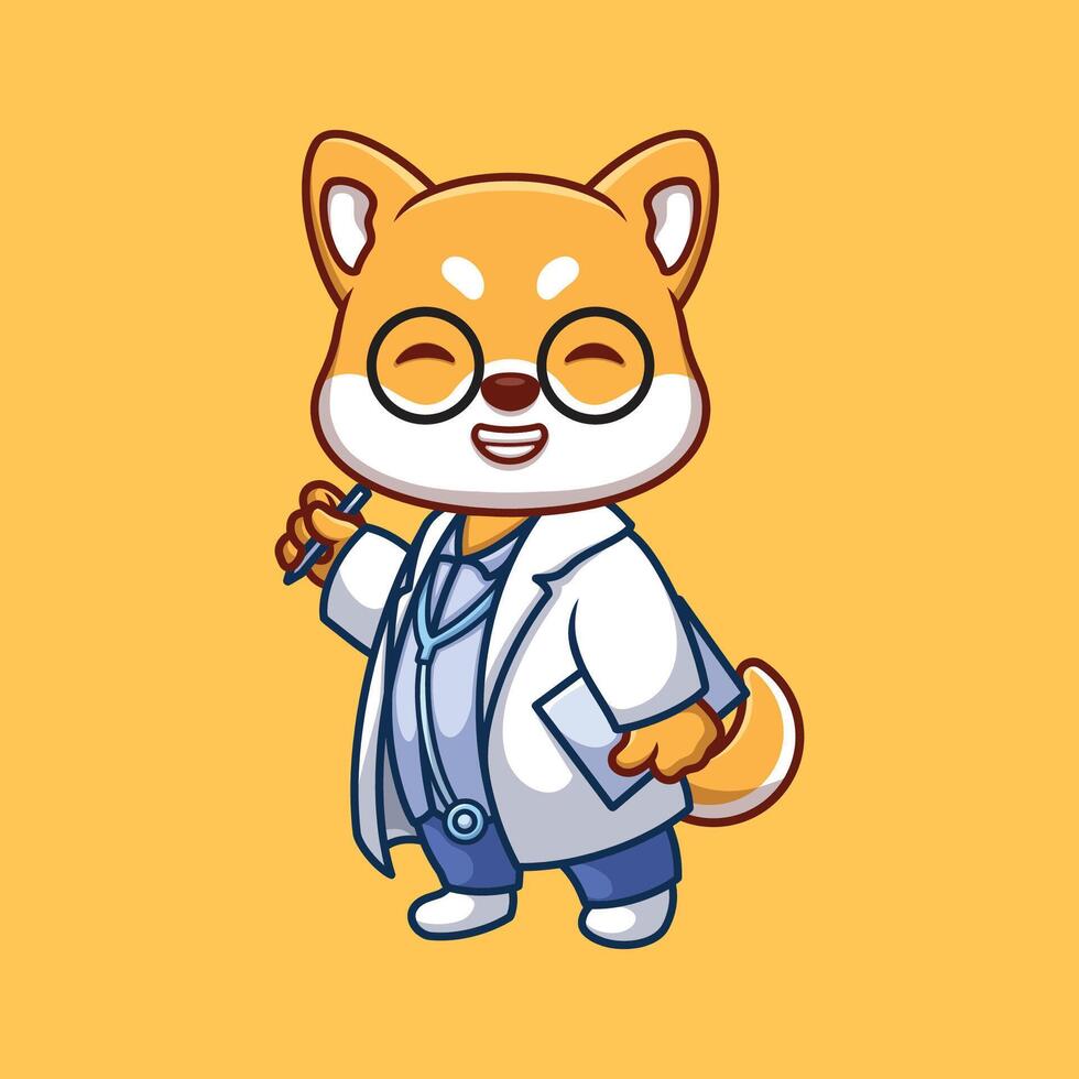 Doctor Shiba Inu Cute Cartoon vector