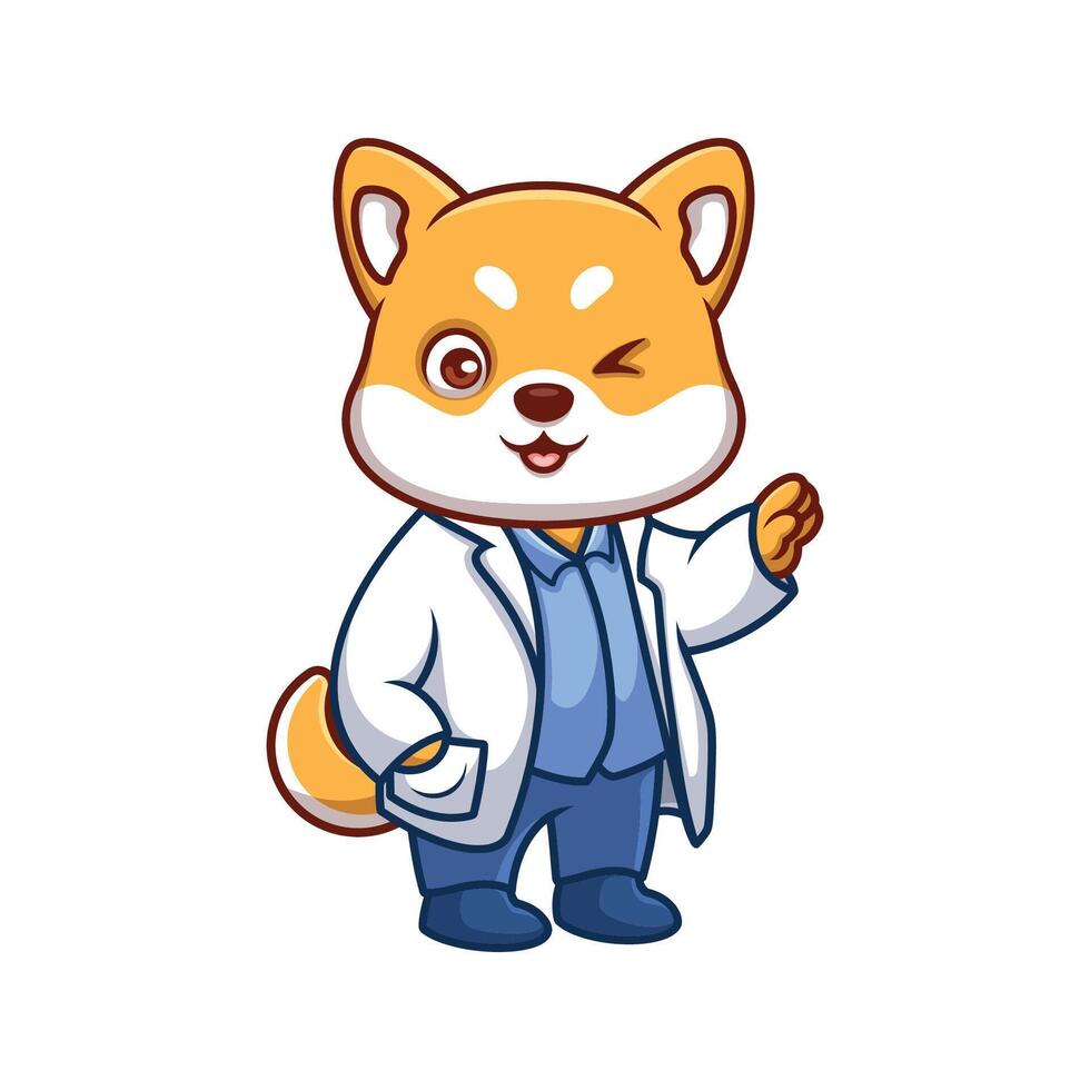 Doctor Shiba Inu Cute Cartoon vector