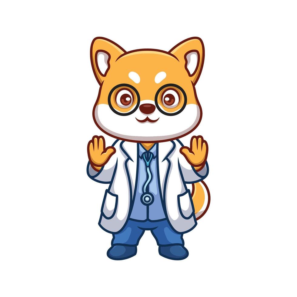 Doctor Shiba Inu Cute Cartoon vector