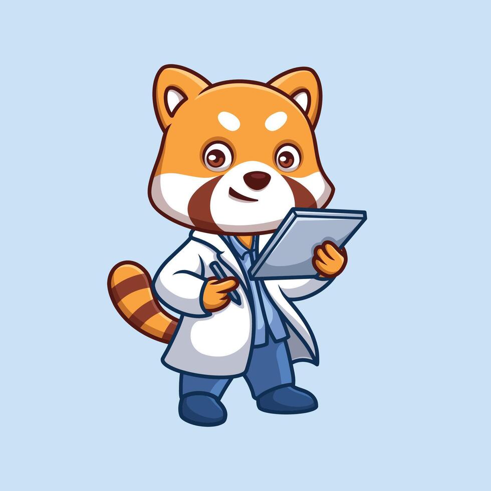 Doctor Red Panda Cute Cartoon vector