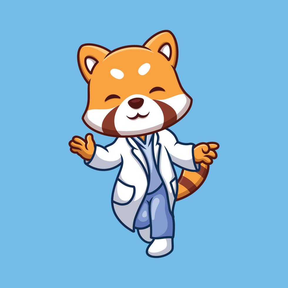 Doctor Red Panda Cute Cartoon vector