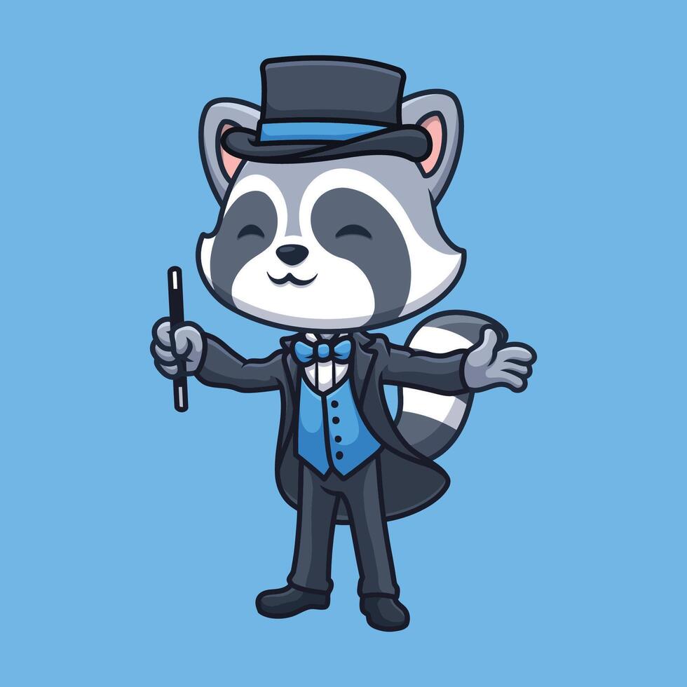 Magician Raccoon Cute Cartoon vector