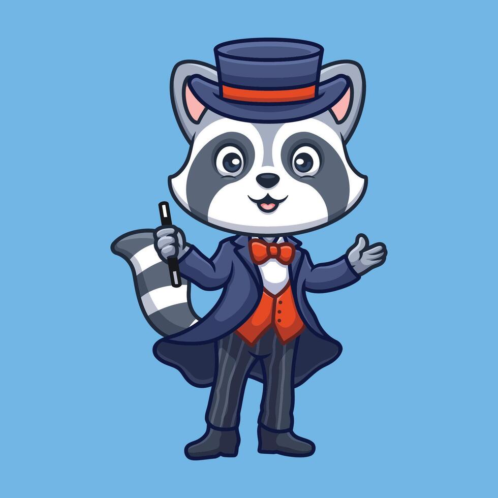 Magician Raccoon Cute Cartoon vector