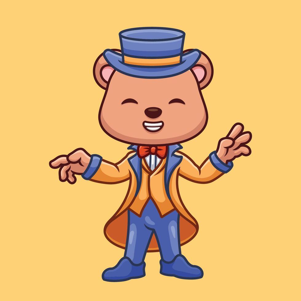 mago oso linda dibujos animados personaje vector