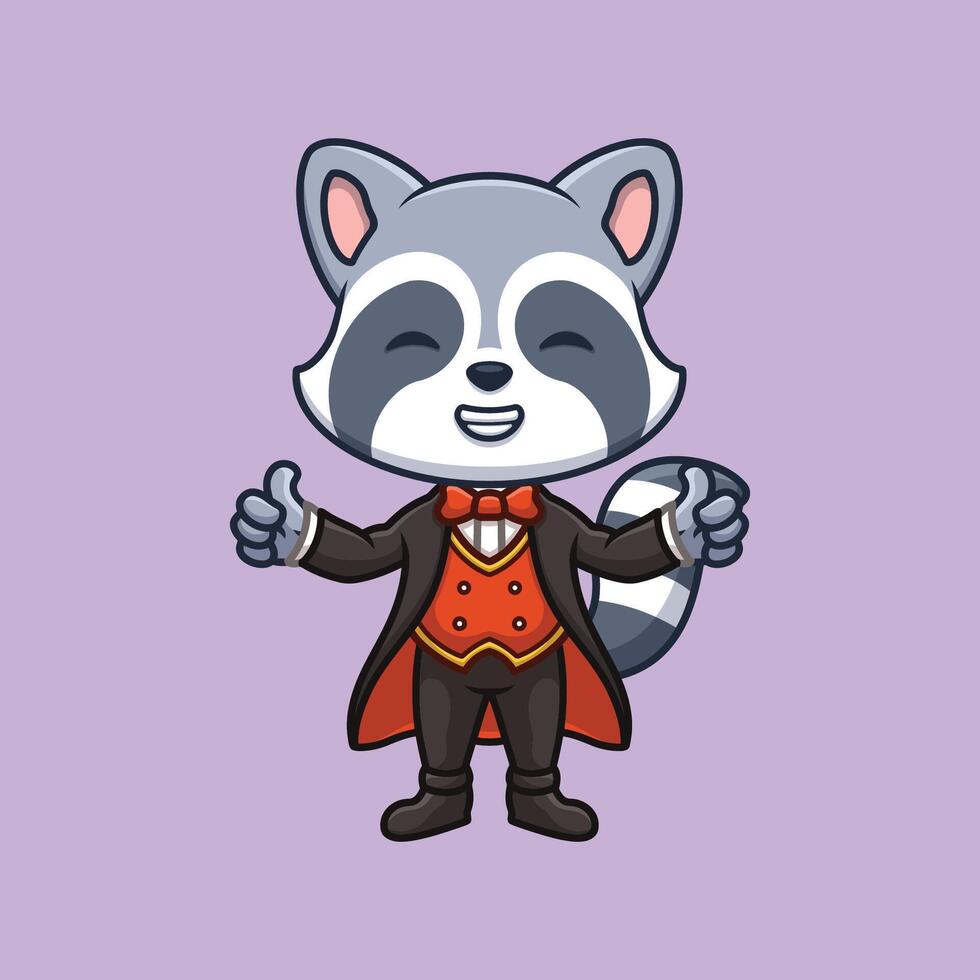 Magician Raccoon Cute Cartoon vector