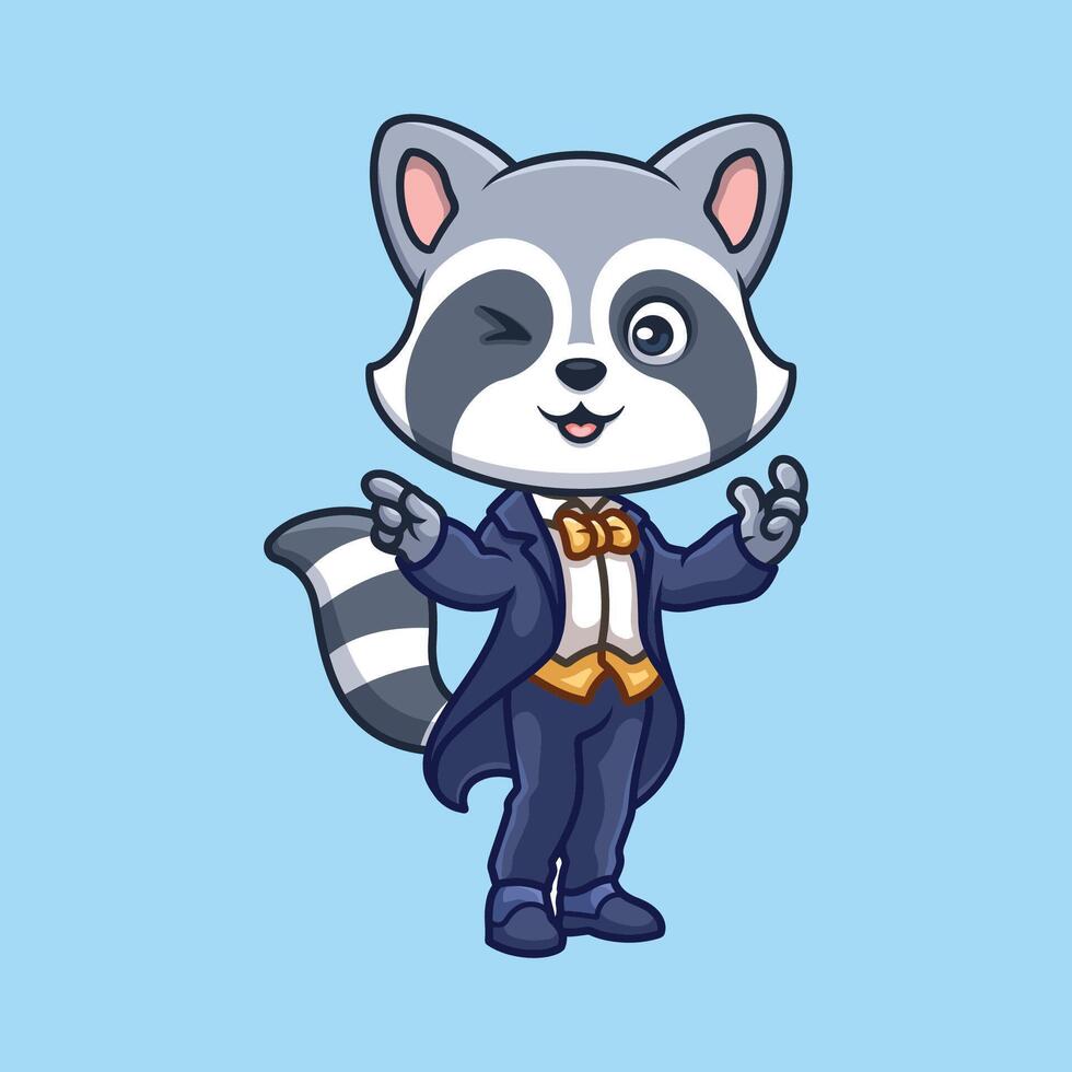 Magician Raccoon Cute Cartoon vector