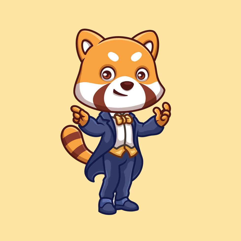 Magician Red Panda Cute Cartoon vector
