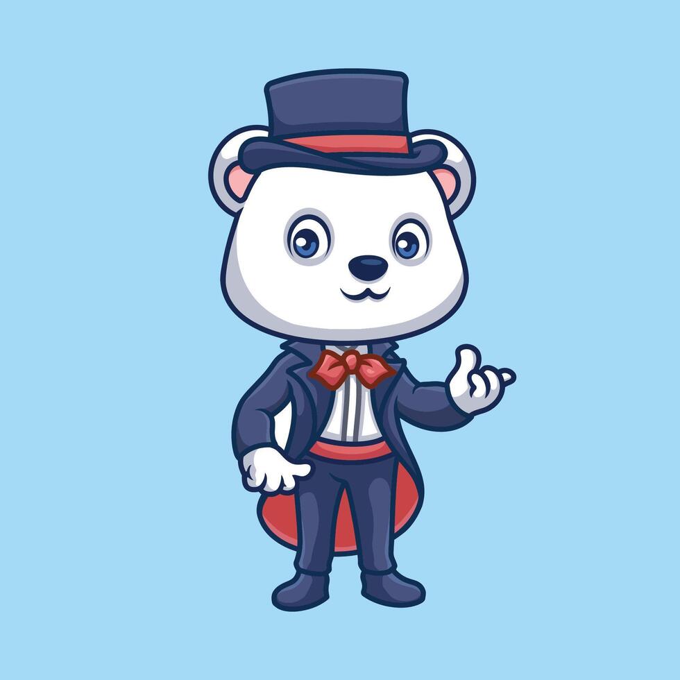 Cartoon animal magician trick perform magic cute illustration kids vector