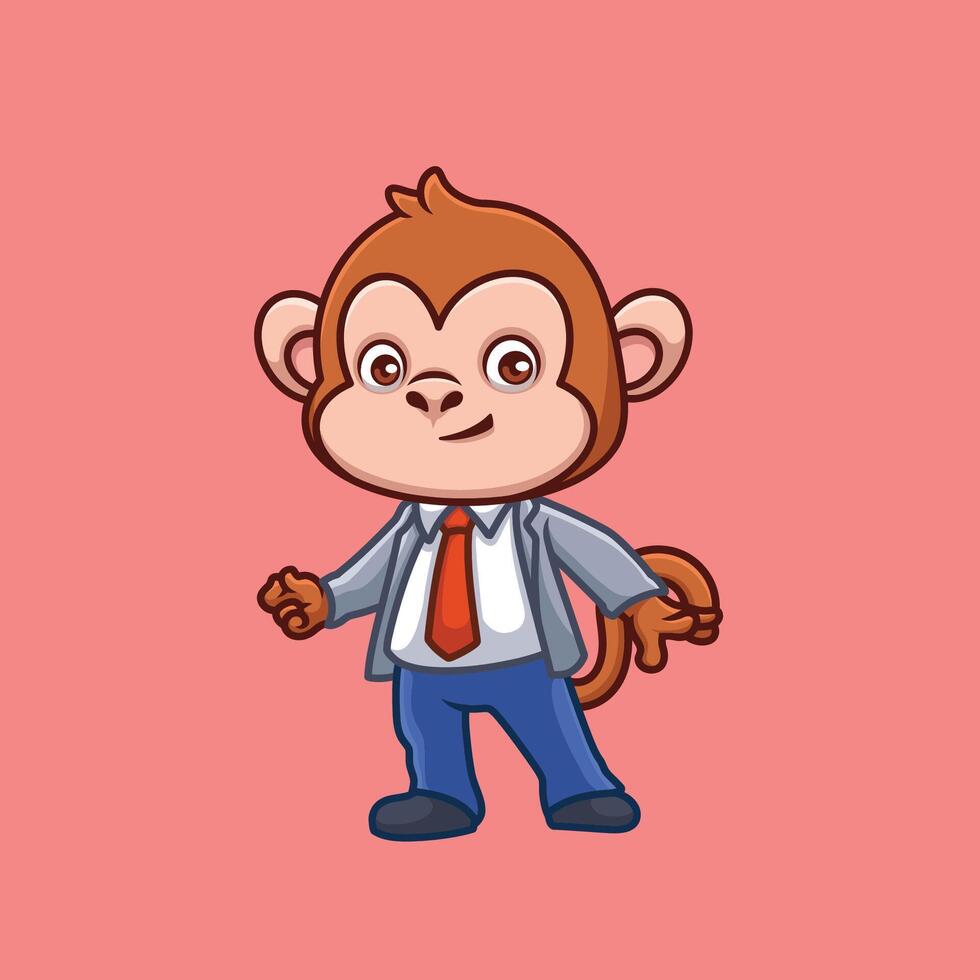 Manager cartoon cute illustration animal kids business owner boss vector