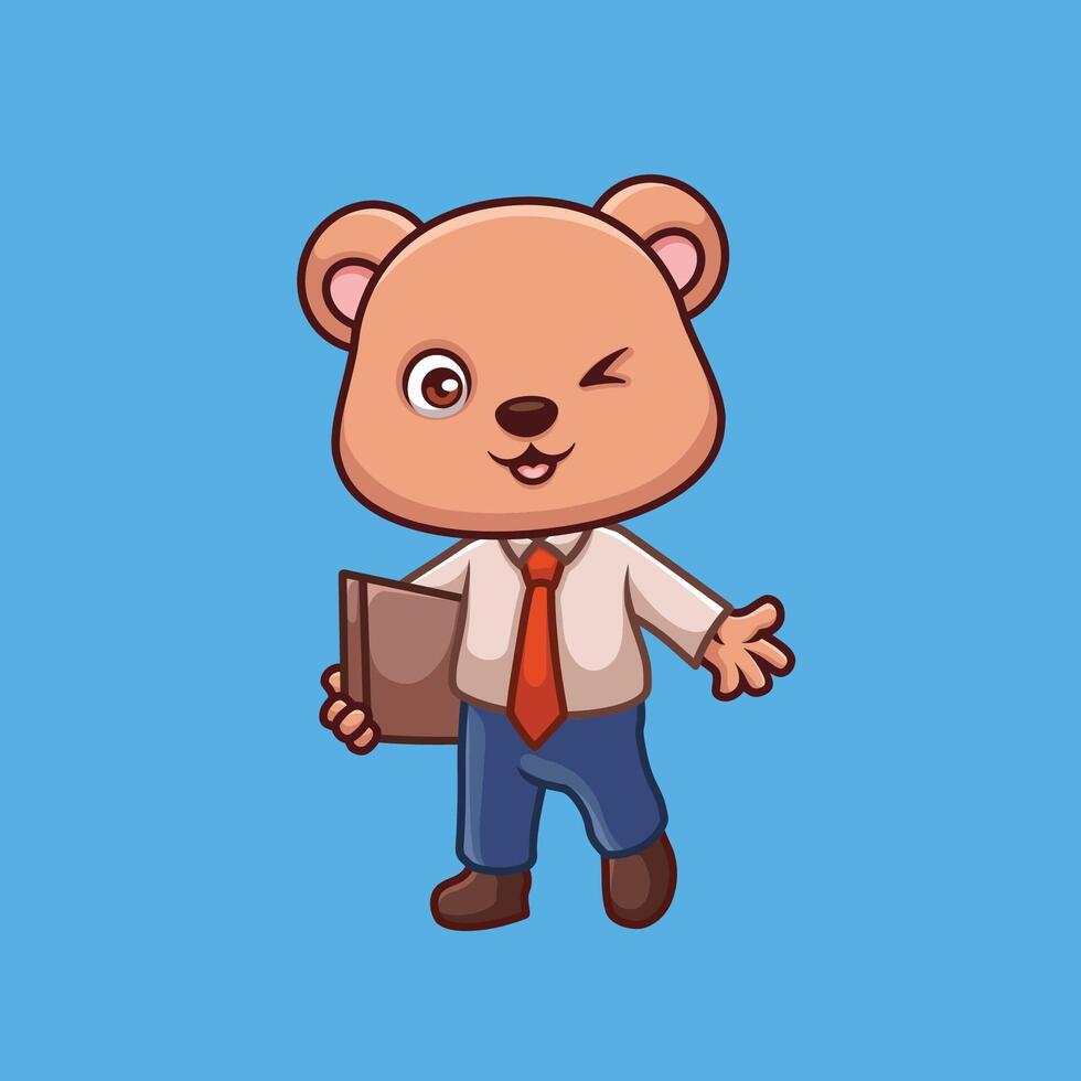 Manager cartoon cute illustration animal kids business owner boss vector