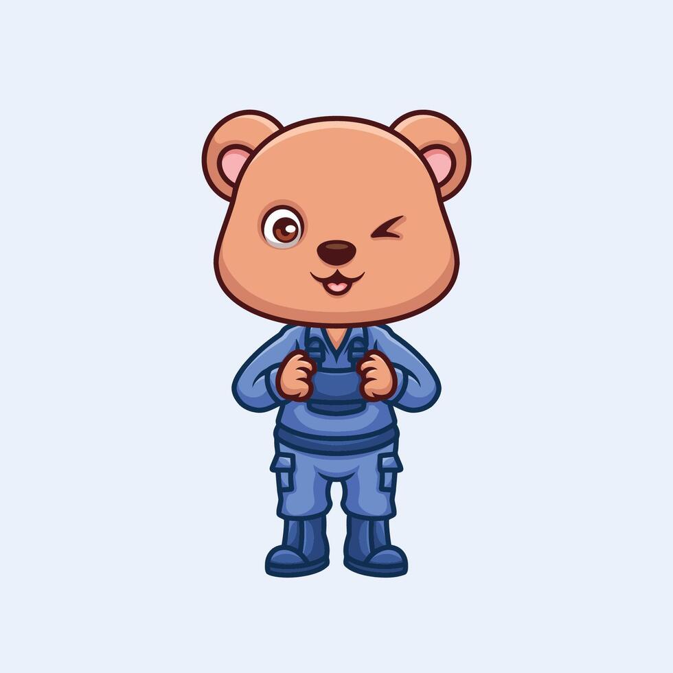 Mechanic Bear Cute Cartoon Character vector