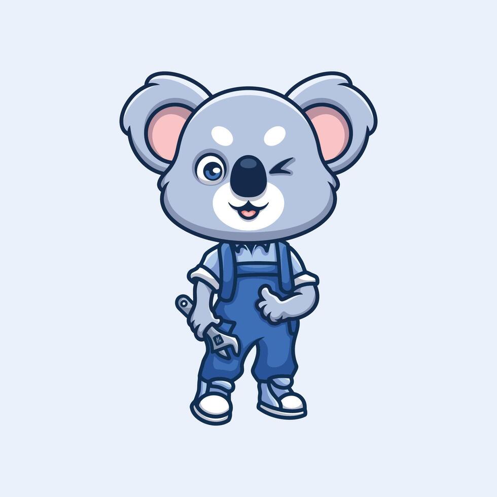 Mechanic Koala Cute Cartoon vector