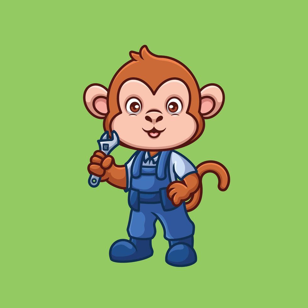 Mechanic cartoon animal character cute illustration handyman tool auto vector