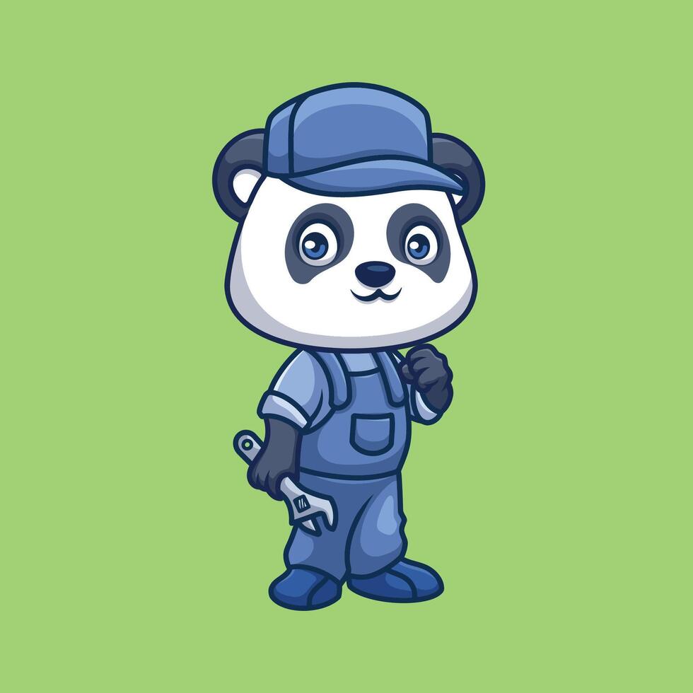 Mechanic Panda Cute Cartoon vector