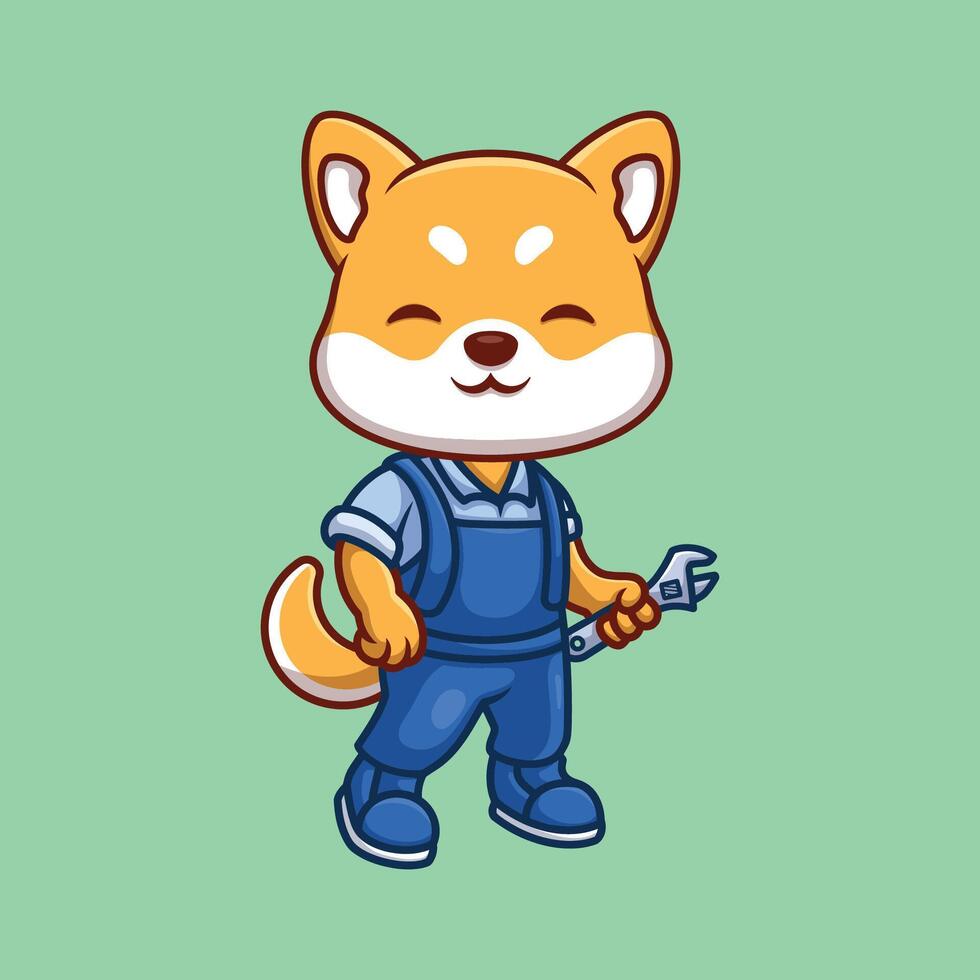 Mechanic cartoon animal character cute illustration handyman tool auto vector
