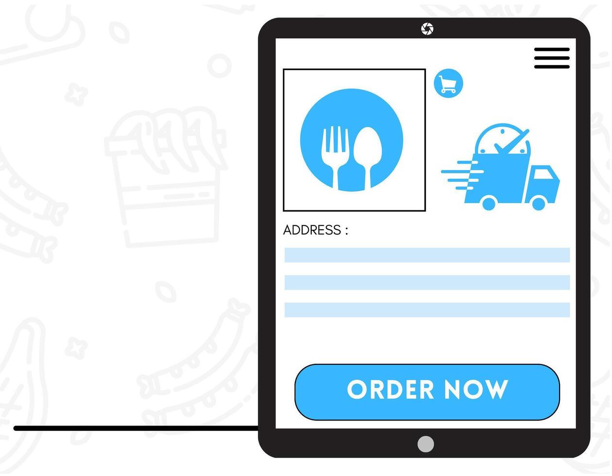 Food order payment in mobile app vector illustration
