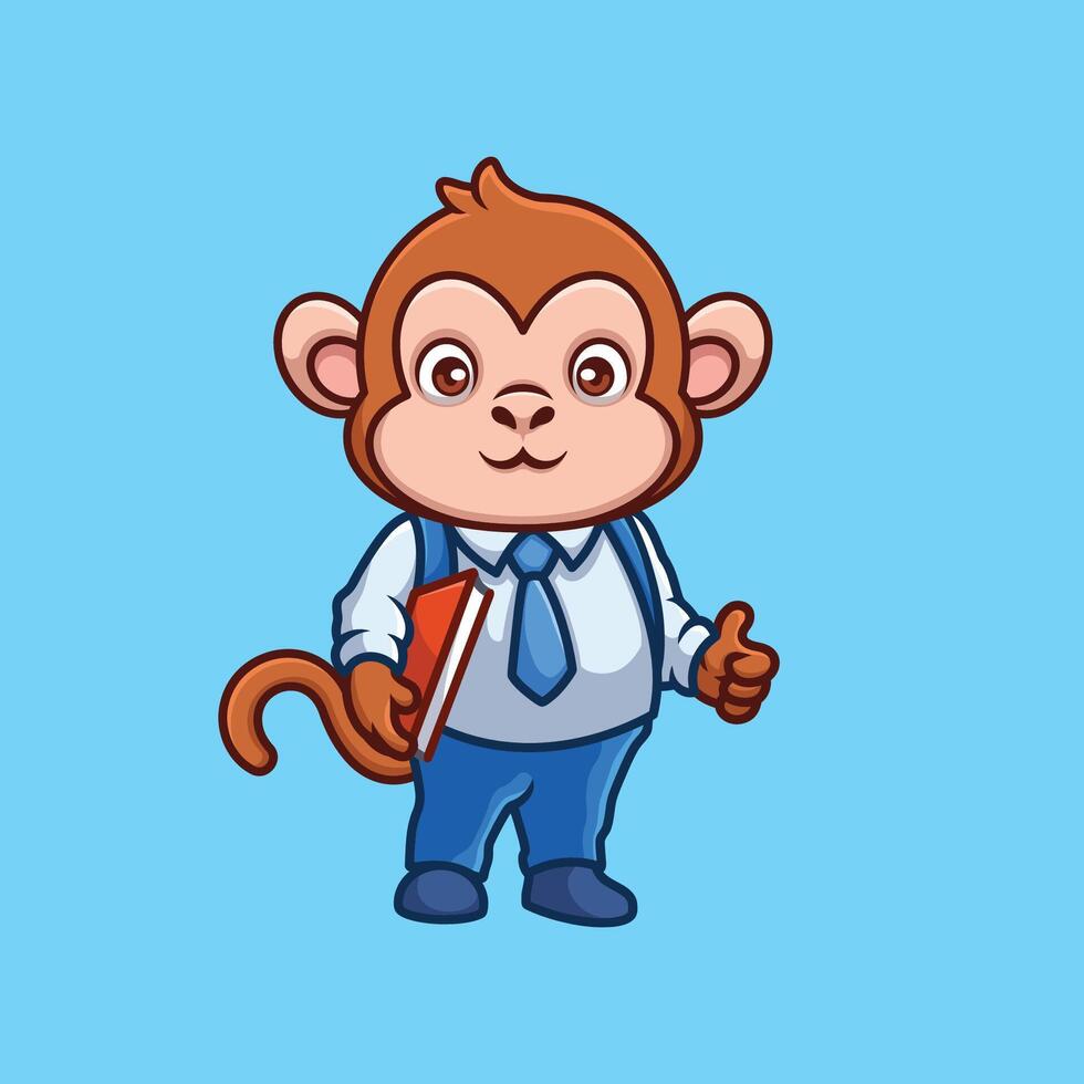 Teacher Monkey Cute Cartoon vector