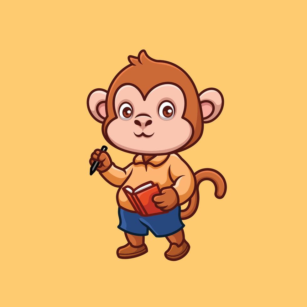 Teacher Monkey Cute Cartoon vector