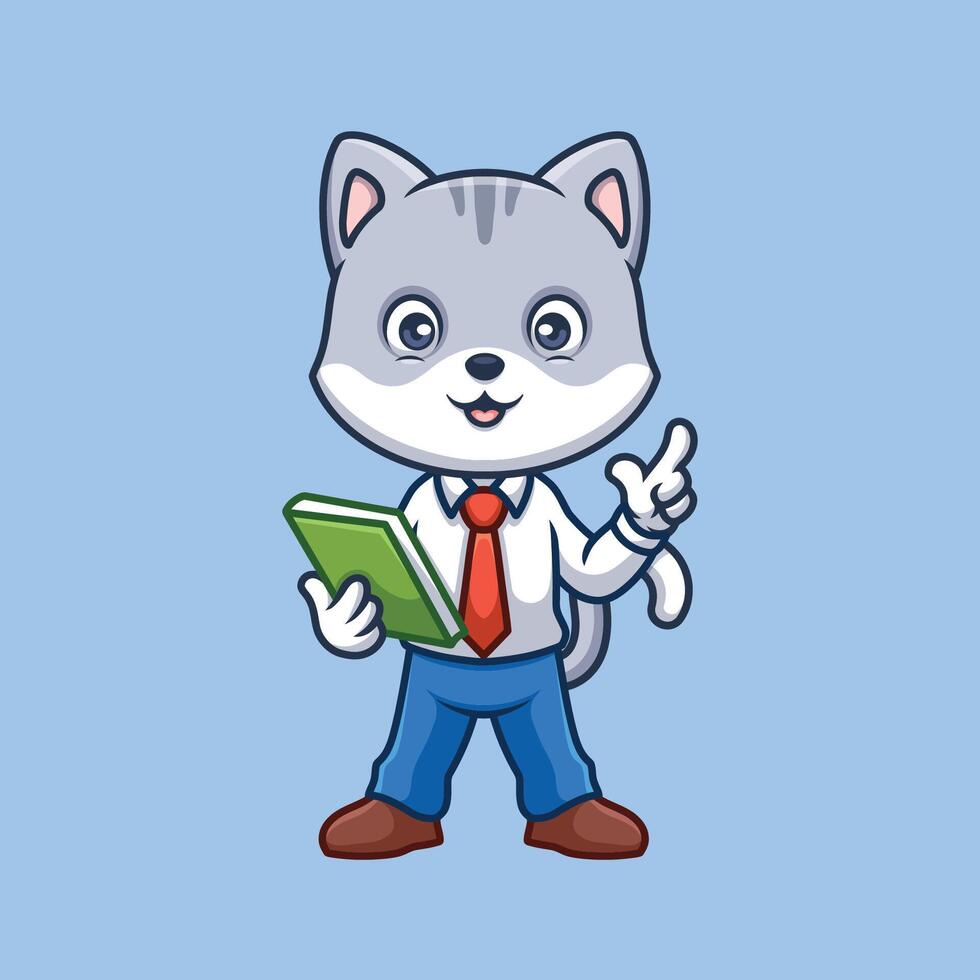 cute animal teacher study school kids cartoon illustration cute vector