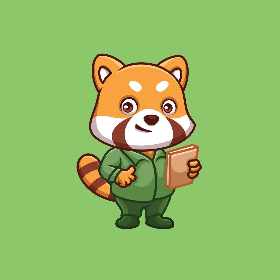 profesor rojo panda linda dibujos animados vector