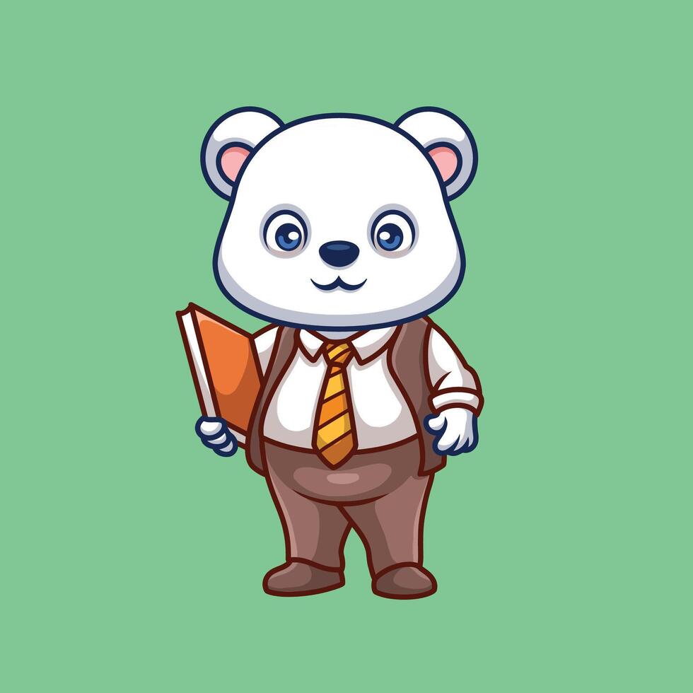 profesor polar oso linda dibujos animados vector