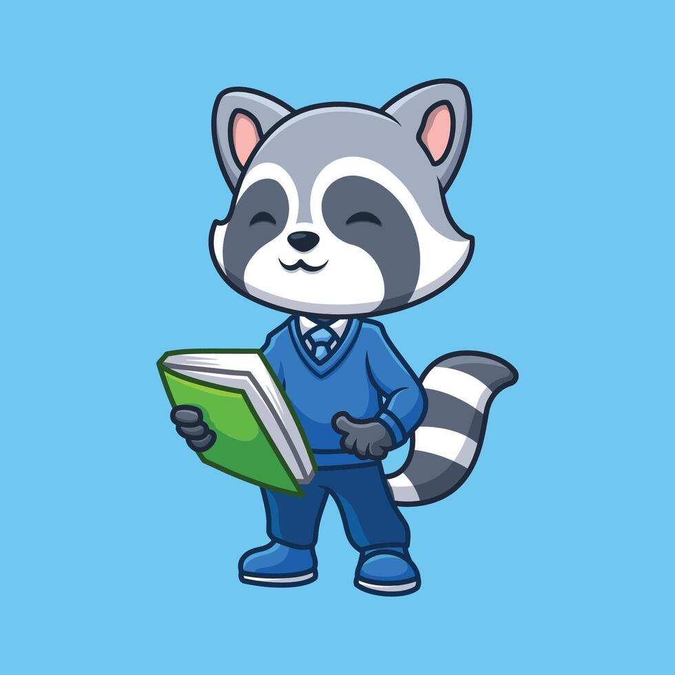 Teacher Raccoon Cute Cartoon vector