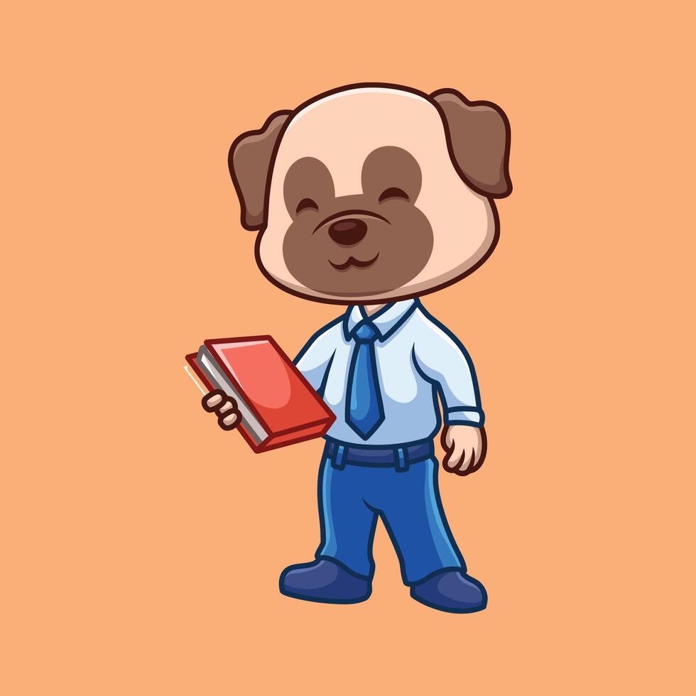 profesor pub perro linda dibujos animados vector