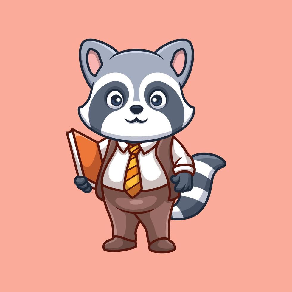 Teacher Raccoon Cute Cartoon vector
