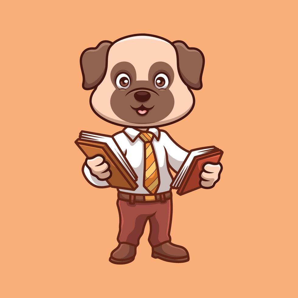 profesor pub perro linda dibujos animados vector