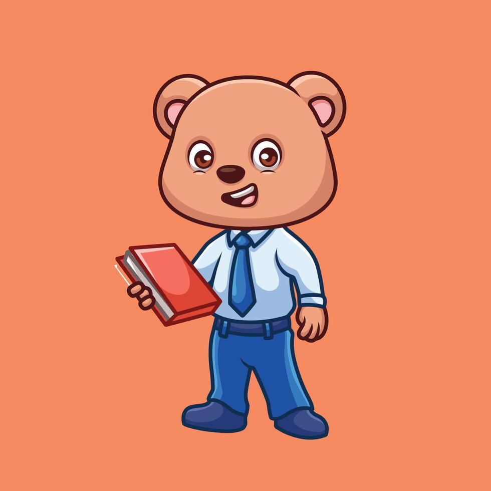 profesor oso linda dibujos animados personaje vector
