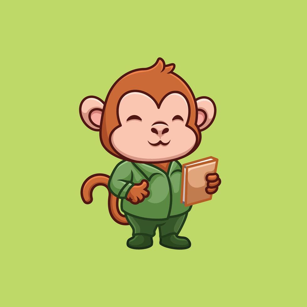 Teacher Monkey Cute Cartoon vector