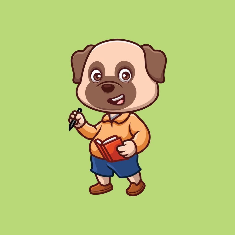 Teacher Pub Dog Cute Cartoon vector