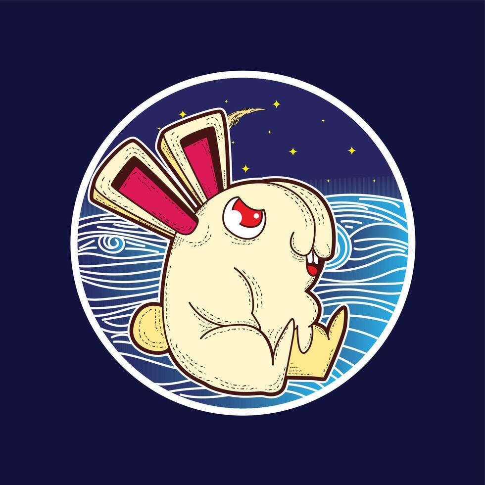 cute animal doodle illustration for book coloring page vector