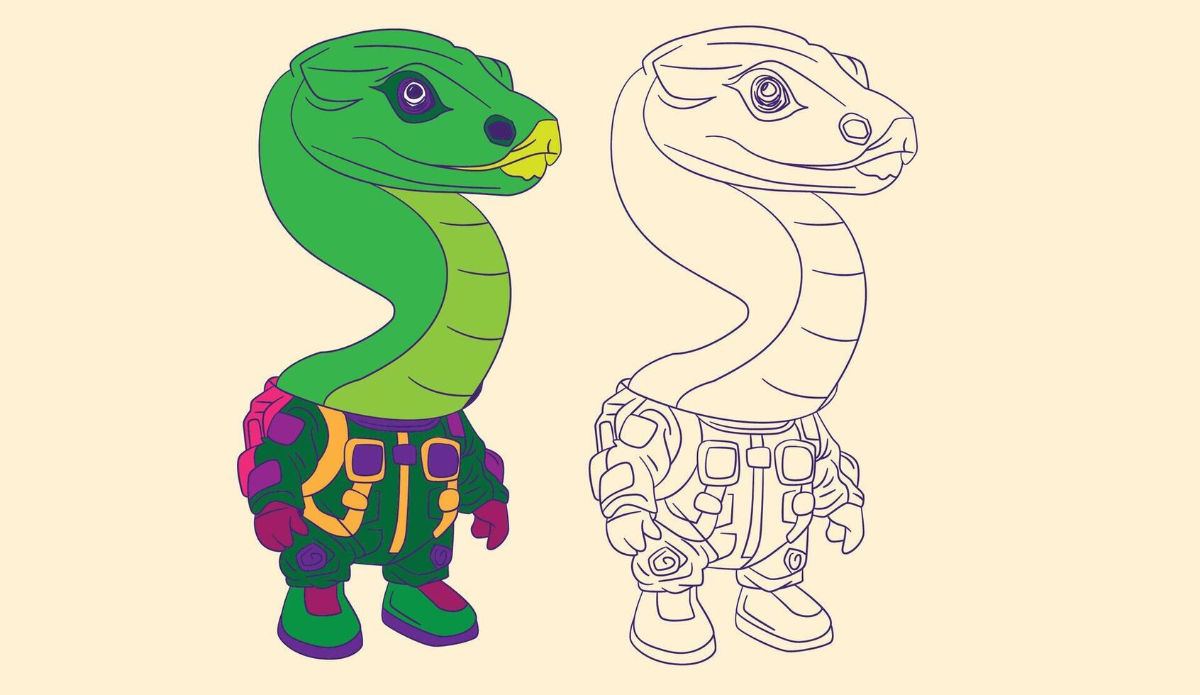 cute animal doodle illustration for book coloring page vector