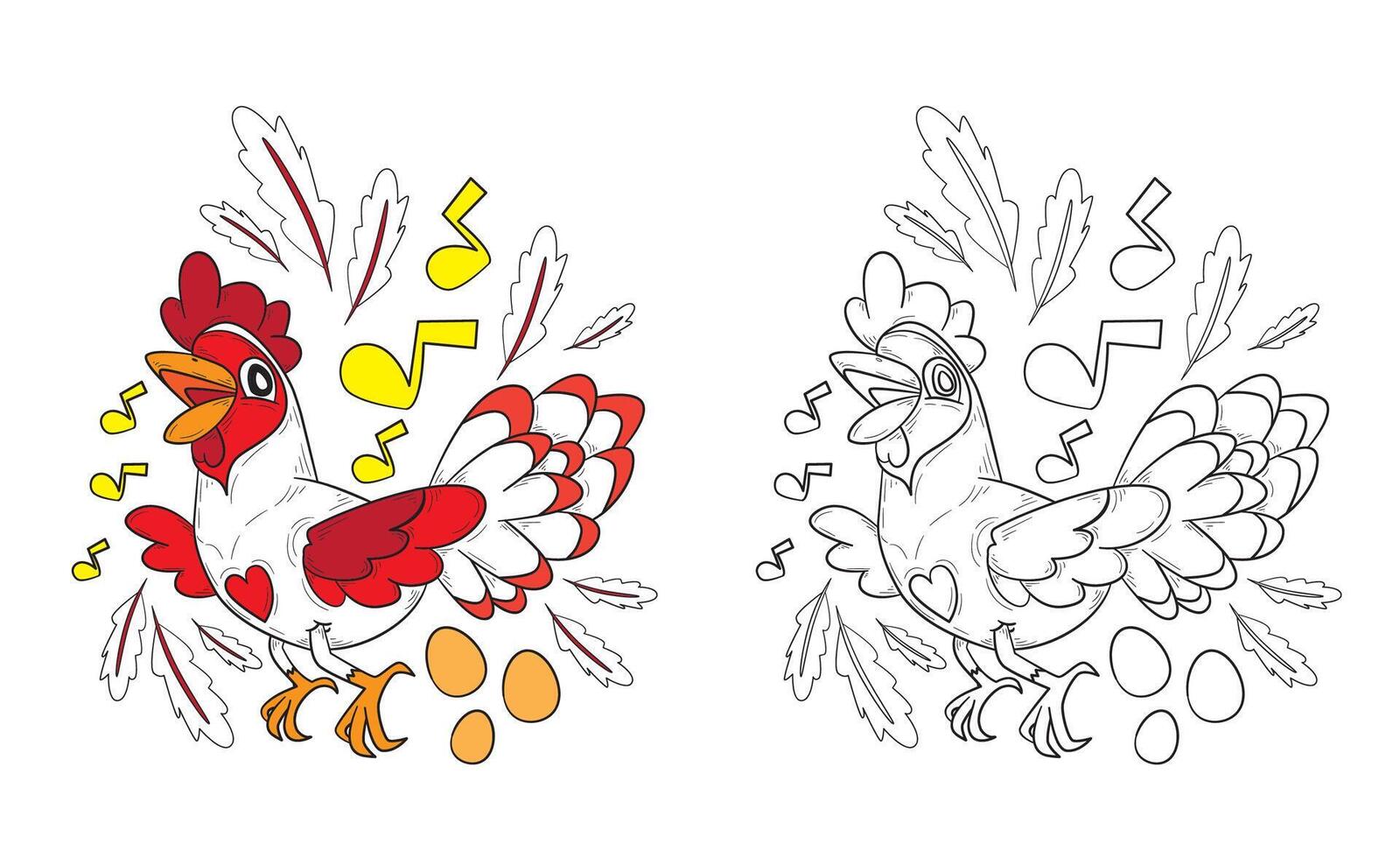 cute animal doodle illustration for book coloring page vector