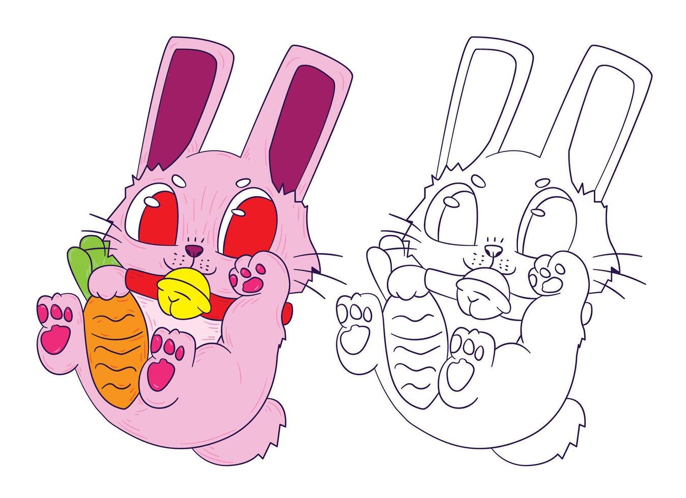cute animal doodle illustration for book coloring page vector