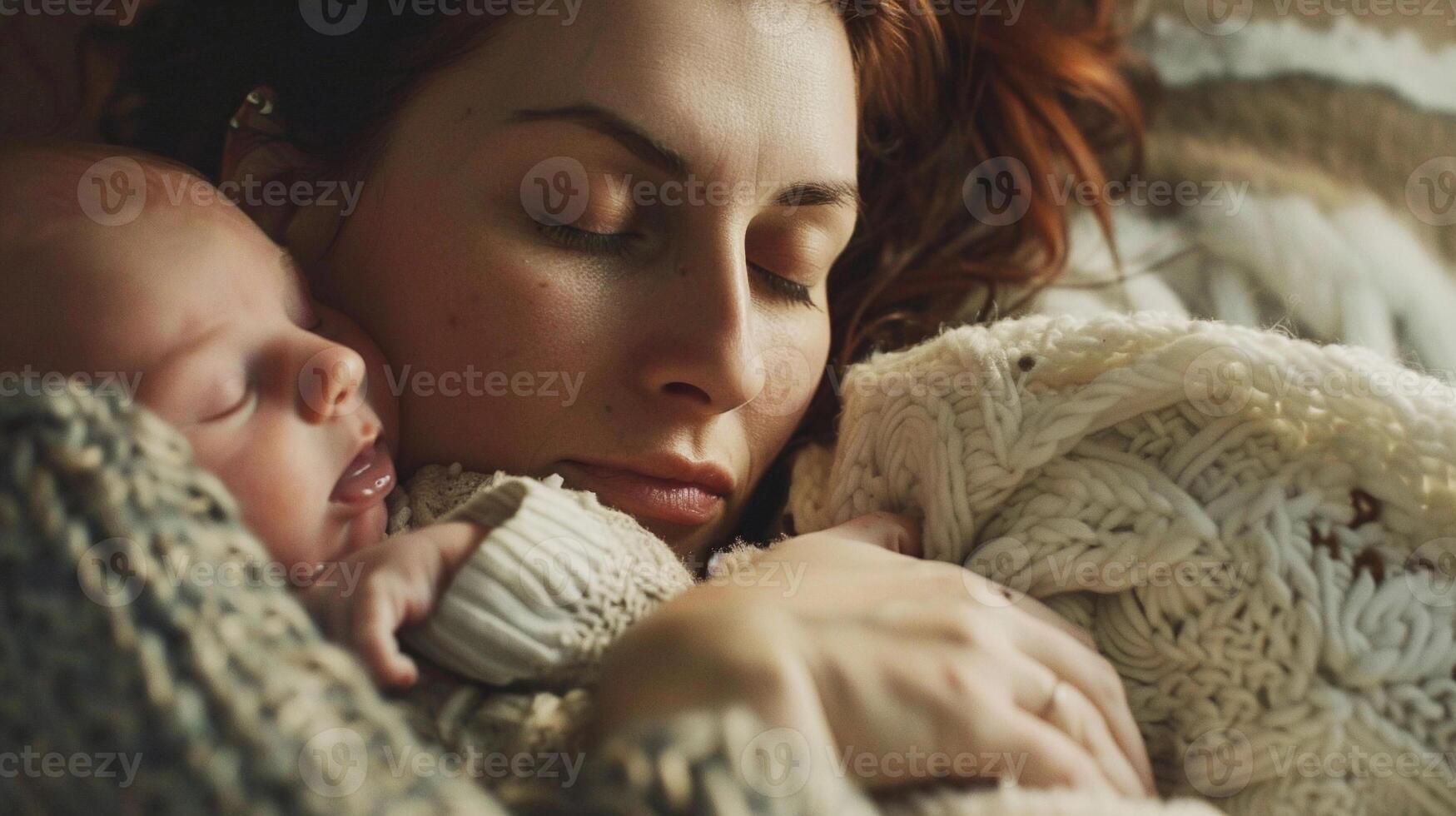 AI generated Mother holding her newborn baby close to her chest, with both of them gazing at each other with love and tenderness, background image, generative AI photo