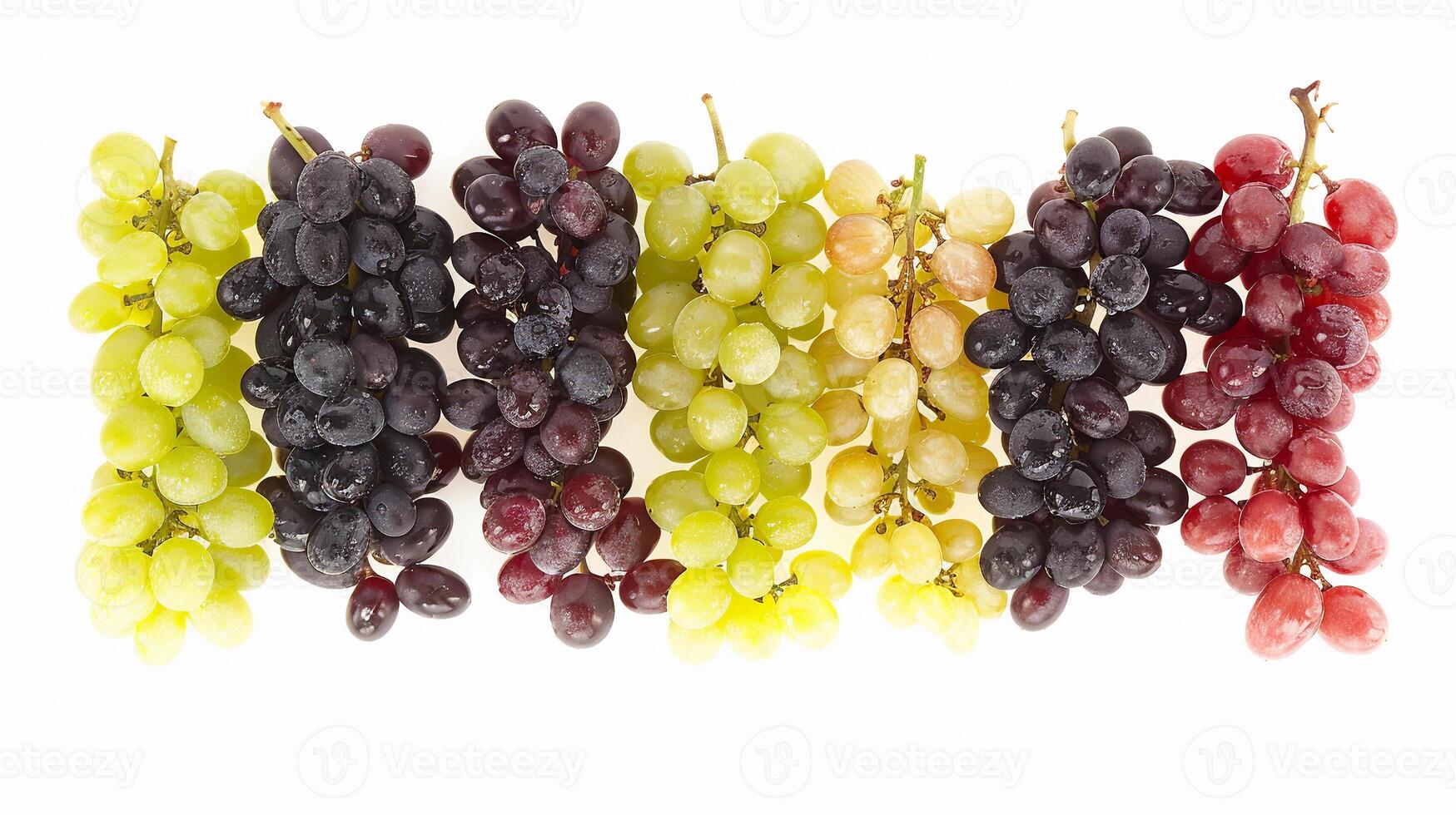AI generated Clusters of juicy grapes such as red green or black varieties, generative AI, background image photo