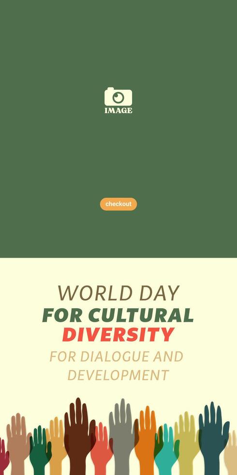 World day for cultural diversity for dialogue and development template design. Hand up silhouette illustration with different colors vector