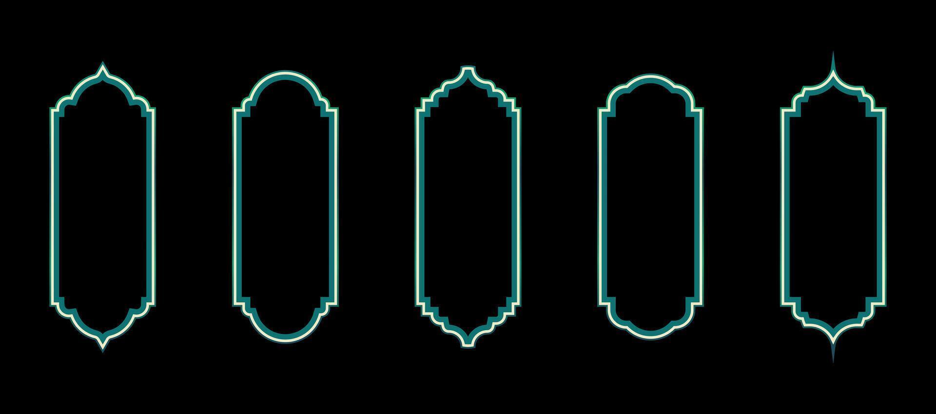Islamic door window frame. Vector design elements of Ramadan Kareem and Eid Mubarak greeting
